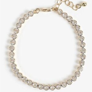 Gold Crystal Tennis Bracelet with Clear Stones - Women Jewelry